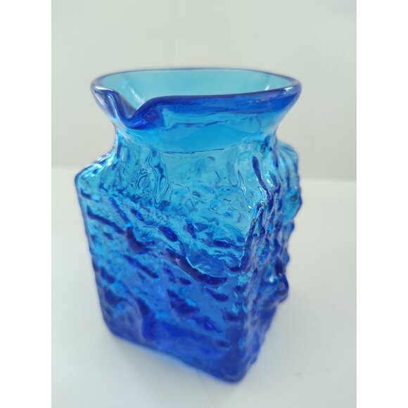 VTG Midnight Blue Pilgrim Glass Pitcher - Nugate Surface - Clear Handle  4" - Picture 7 of 13